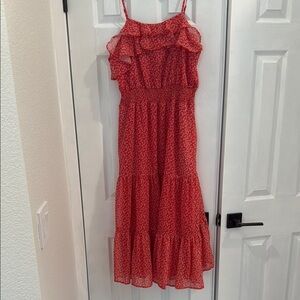Red Ruffled Sleeveless Dress
